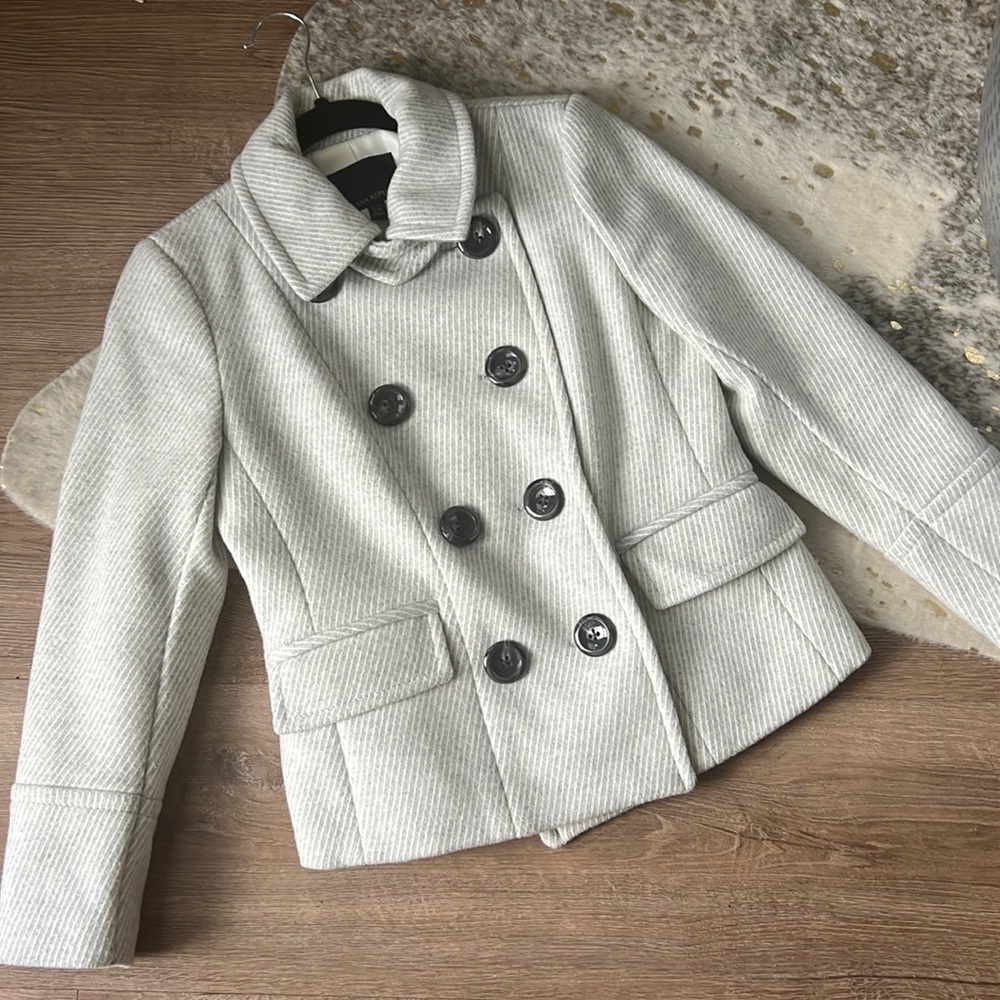 Banana Republic wool double breasted light grey peacoat
